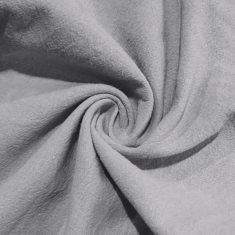 Buddha Stones Solid Color Buttons Drawstring Men's Cotton Pants With Pockets