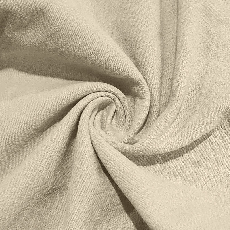 Buddha Stones Solid Color Buttons Drawstring Men's Cotton Pants With Pockets