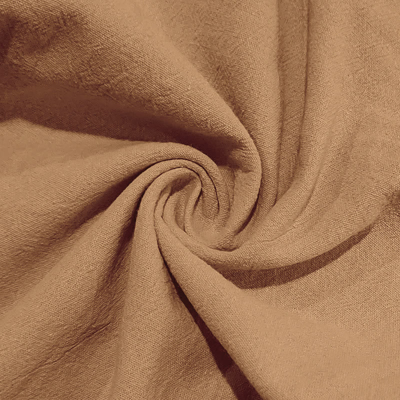 Buddha Stones Solid Color Buttons Drawstring Men's Cotton Pants With Pockets