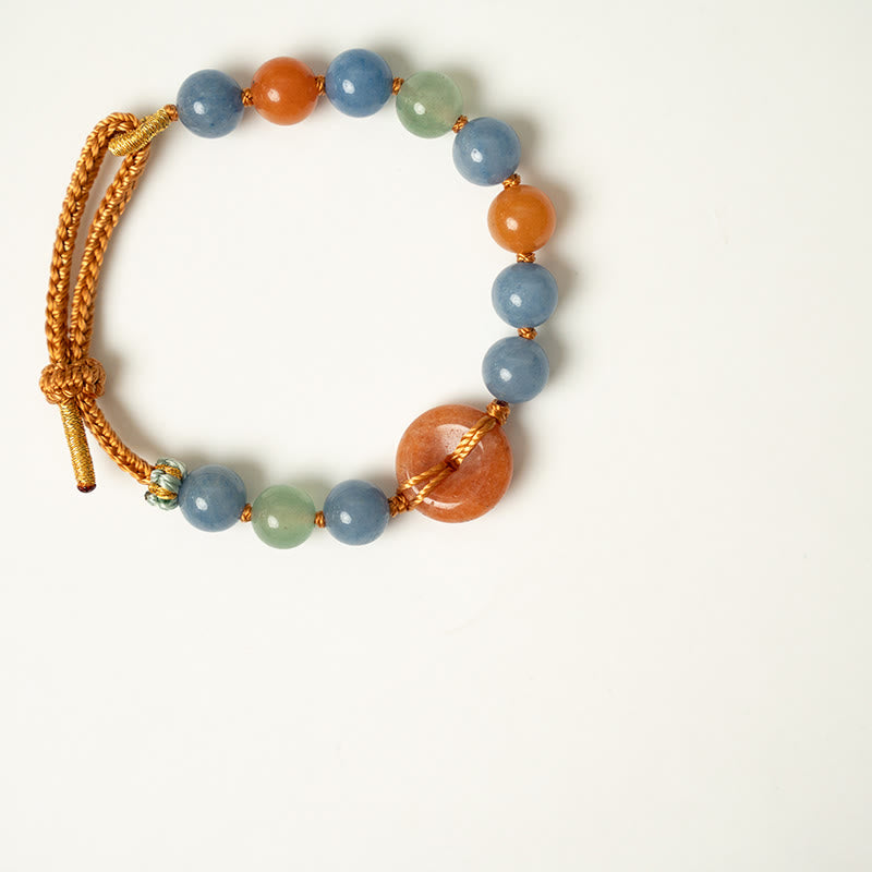 Buddha Stones Colored Aventurine Peace Buckle Cure Bracelet
