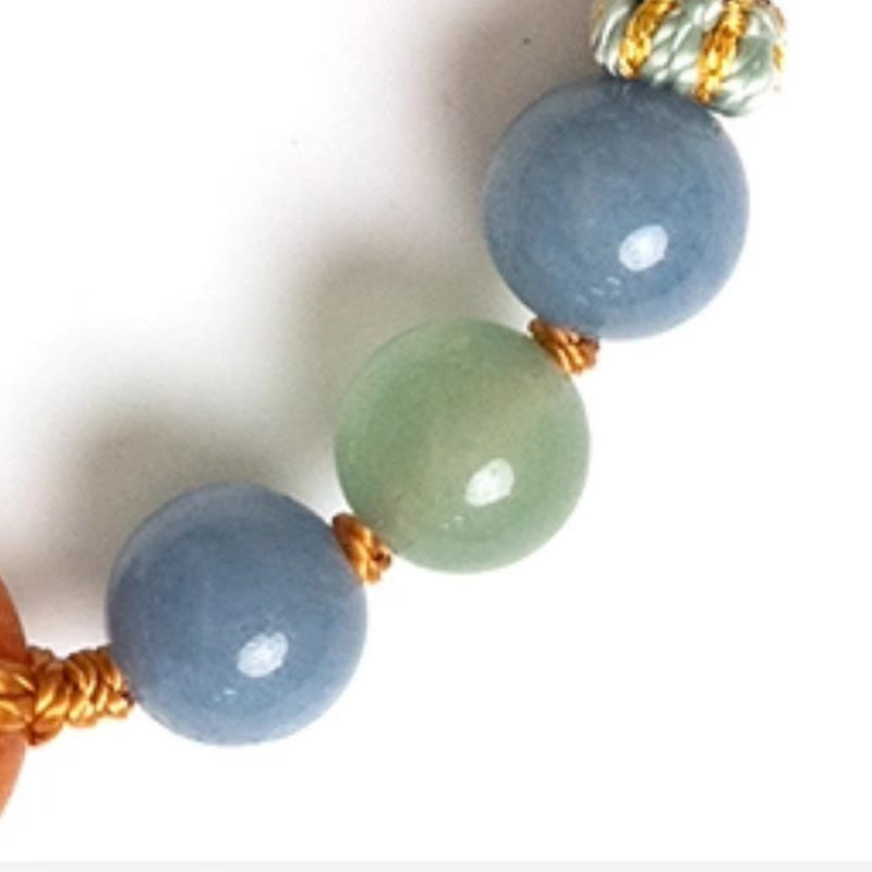 Buddha Stones Colored Aventurine Peace Buckle Cure Bracelet