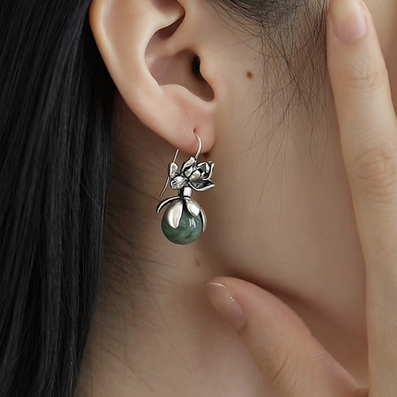 Buddha Stones Lotus Round Bead Copper Enlightenment Earrings