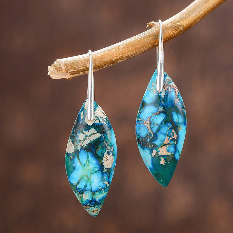 FREE Today: Anti-Stress and Happiness Natural Emperor Stone Water Drop Leaf Shape Earrings