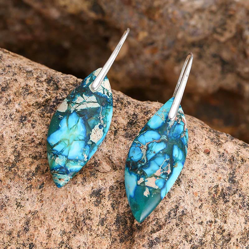 FREE Today: Anti-Stress and Happiness Natural Emperor Stone Water Drop Leaf Shape Earrings