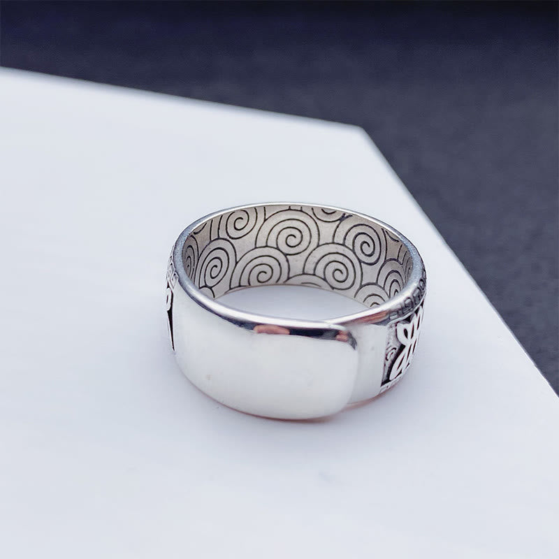 Buddha Stones Om Mani Padme Hum Copper Adjustable Wealth Ring