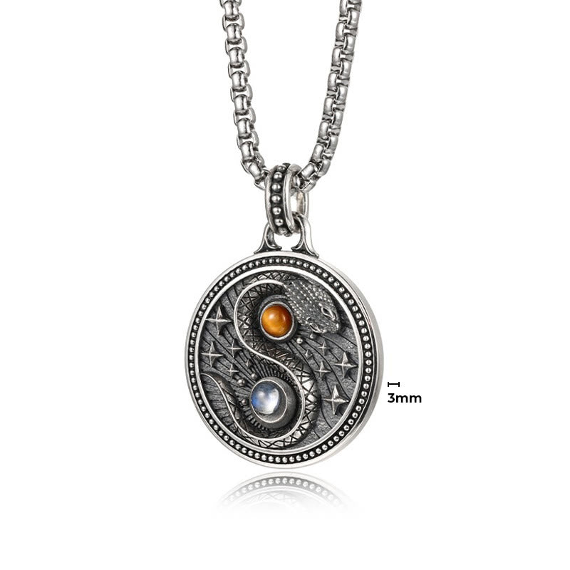 Buddha Stones Snack Yin Yang Symbol Copper Wealth Necklace Pendant