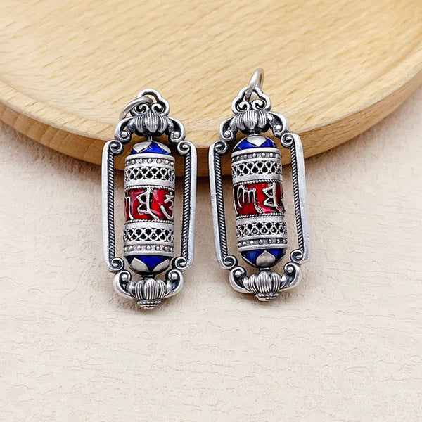 Buddha Stones Vintage Om Mani Padme Hum Prayer Wheel Copper Luck Pendant