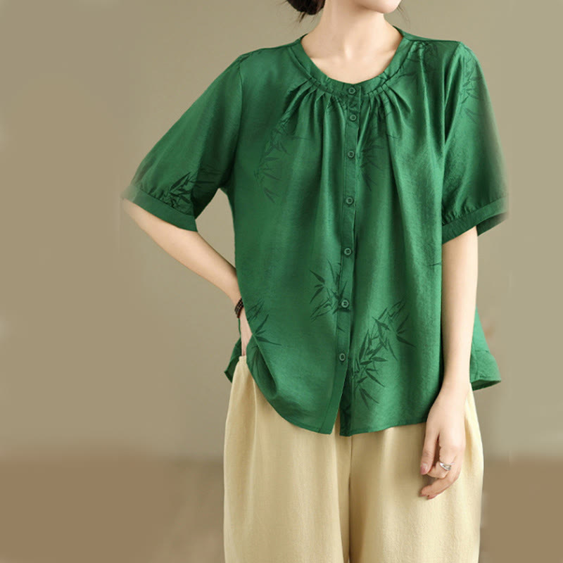 Buddha Stones 2pcs Casual Women's Short Sleeve Shirt Harem Pants Meditation Clothing Set