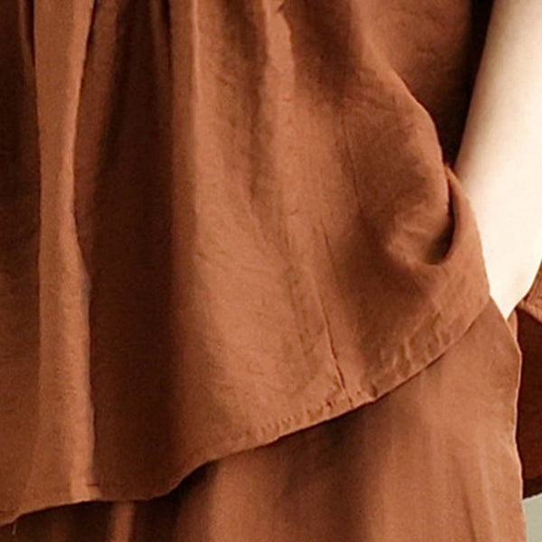 Buddha Stones 2pcs Casual Women's Stand Collar Shirt Loose Pants Meditation Clothing Set