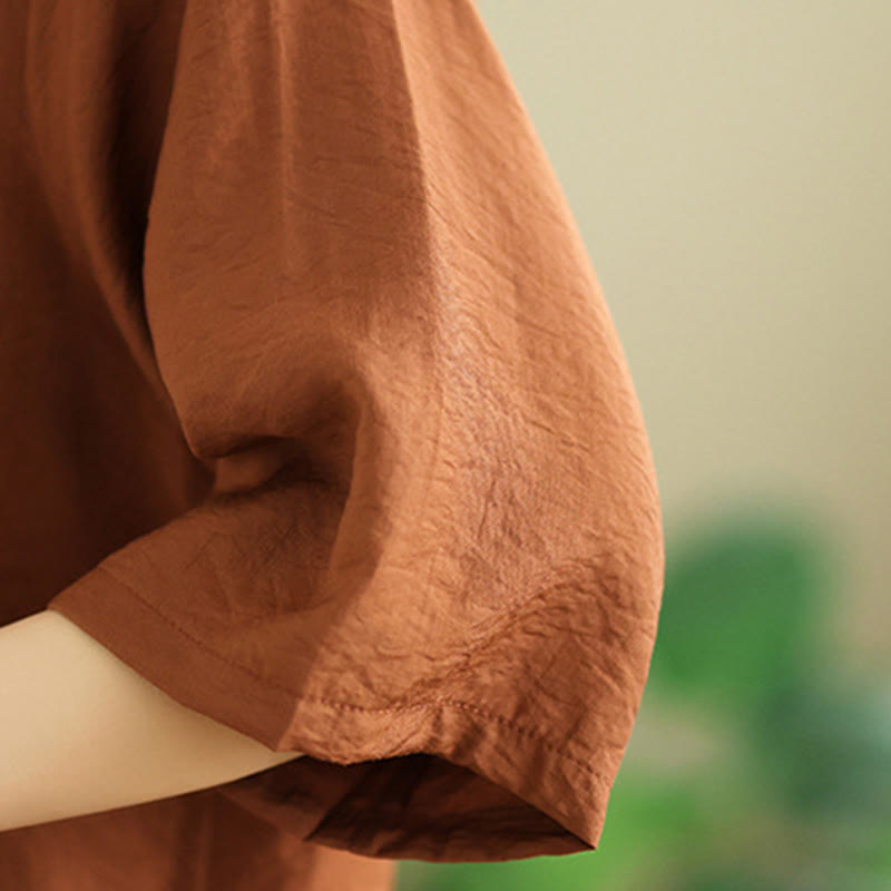 Buddha Stones 2pcs Casual Women's Stand Collar Shirt Loose Pants Meditation Clothing Set