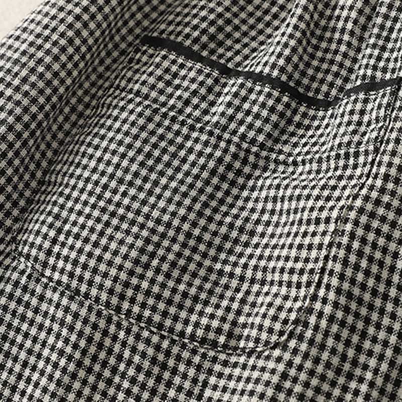 Buddha Stones Plaid Pattern Drawstring Women's Cotton Linen Harem Pants With Pockets