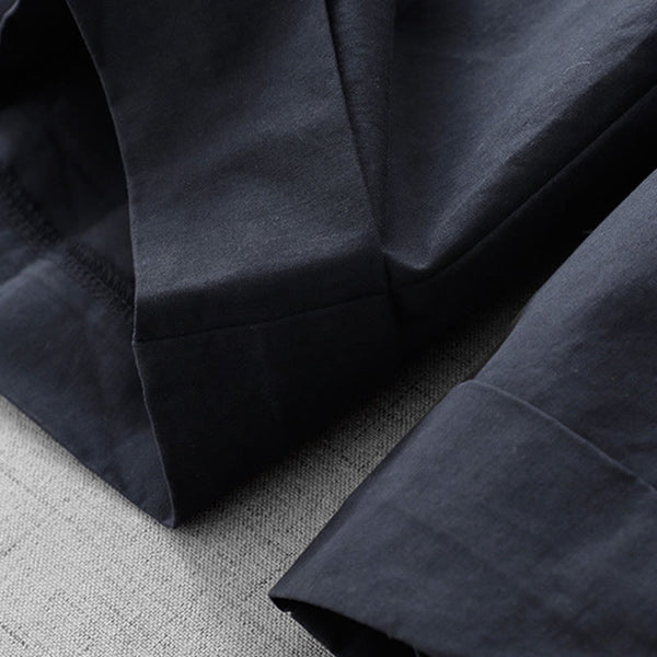 Buddha Stones Casual Plain High Waist Women's Polyester 7-8 Length Wide Leg Pants With Pockets