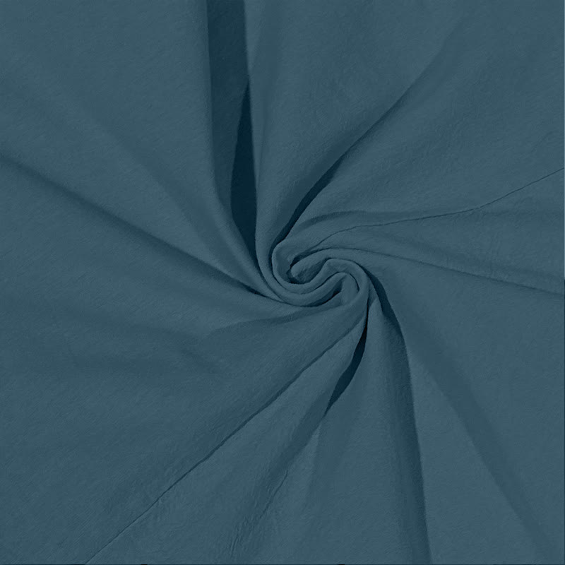 Buddha Stones Solid Color Fall Lace-up Men's V-Neck Long Sleeve Cotton Shirt