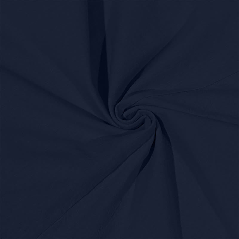 Buddha Stones Solid Color Fall Lace-up Men's V-Neck Long Sleeve Cotton Shirt