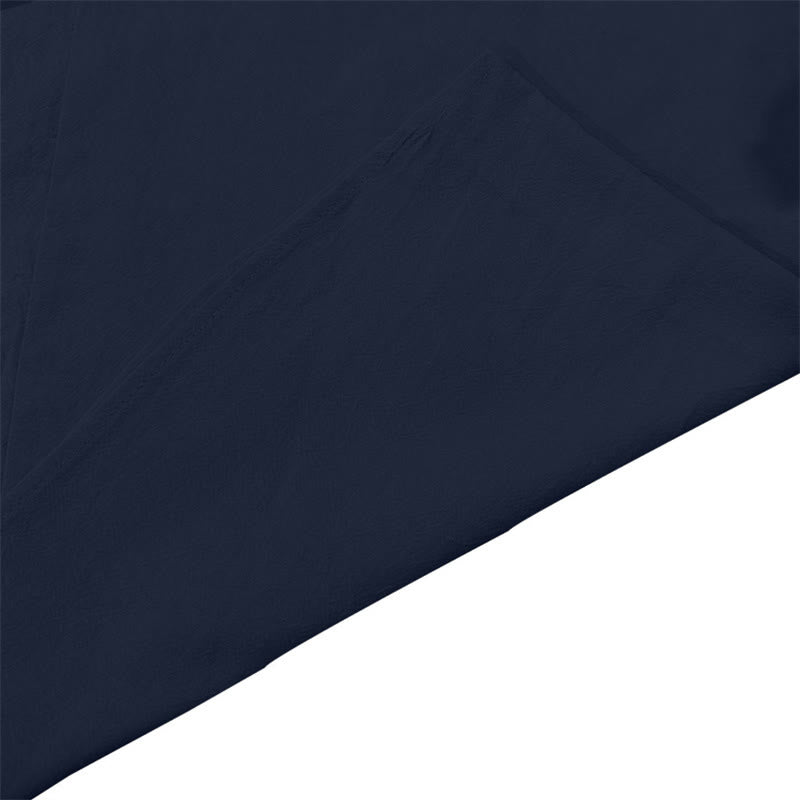 Buddha Stones Solid Color Fall Lace-up Men's V-Neck Long Sleeve Cotton Shirt