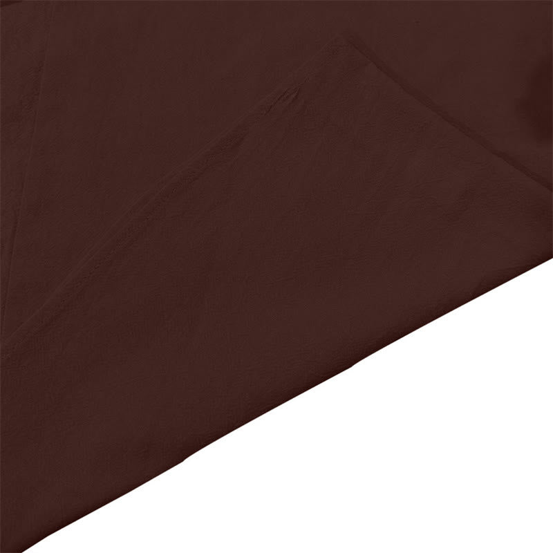 Buddha Stones Solid Color Fall Lace-up Men's V-Neck Long Sleeve Cotton Shirt