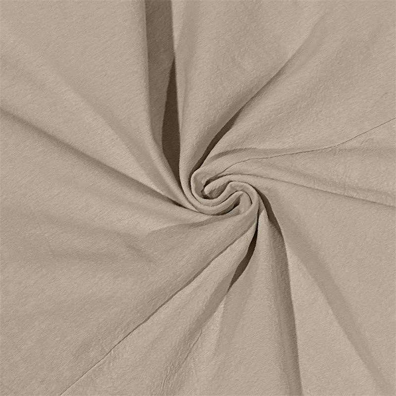 Buddha Stones Solid Color Fall Lace-up Men's V-Neck Long Sleeve Cotton Shirt