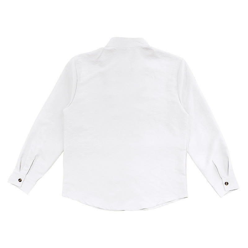 Buddha Stones Solid Color Buttons Fall Long Sleeve Linen Men's Shirt
