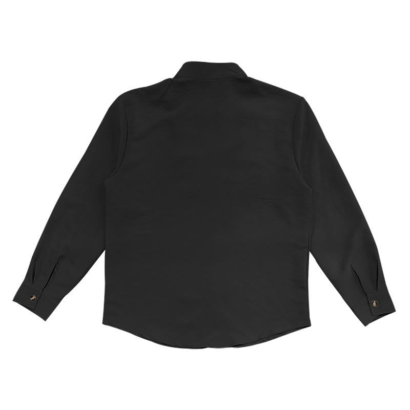 Buddha Stones Solid Color Buttons Fall Long Sleeve Linen Men's Shirt