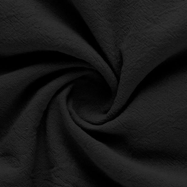 Buddha Stones Solid Summer Short Sleeve Half Buttons Linen Men's Shirt