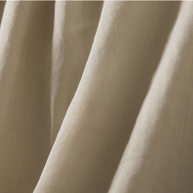 Buddha Stones Casual Drawstring Cotton Linen Ankle-Length Women's Wide Leg Pants With Pockets