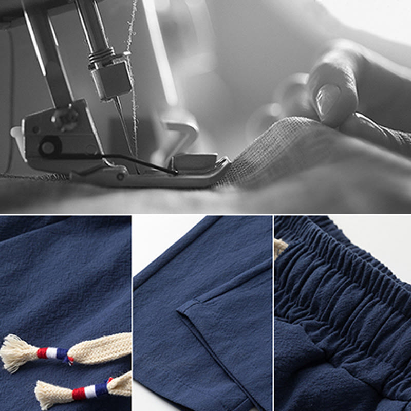 Buddha Stones 2Pcs Chinese Characters Crane Cotton Shirt Pants With Pockets Men's Meditation Cloth Set