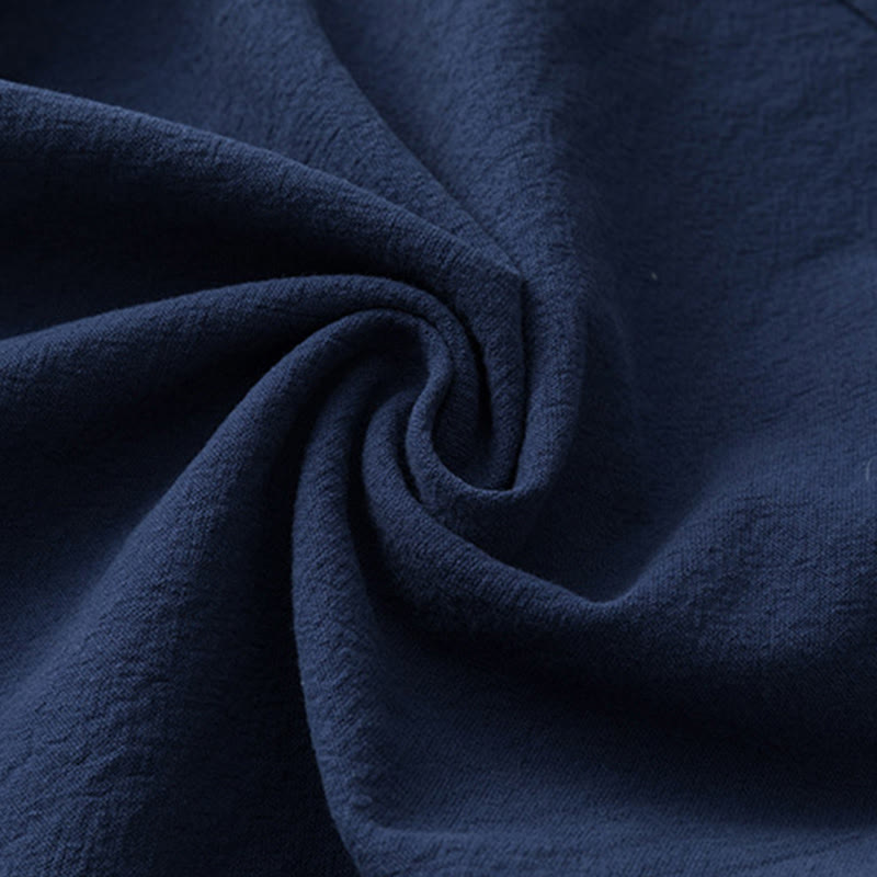 Buddha Stones 2Pcs Chinese Characters Crane Cotton Shirt Pants With Pockets Men's Meditation Cloth Set