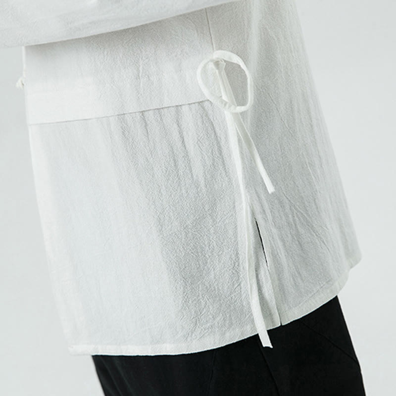 Buddha Stones Vintage Chinese Frog-Button Cotton Long Sleeve Men's Shirt