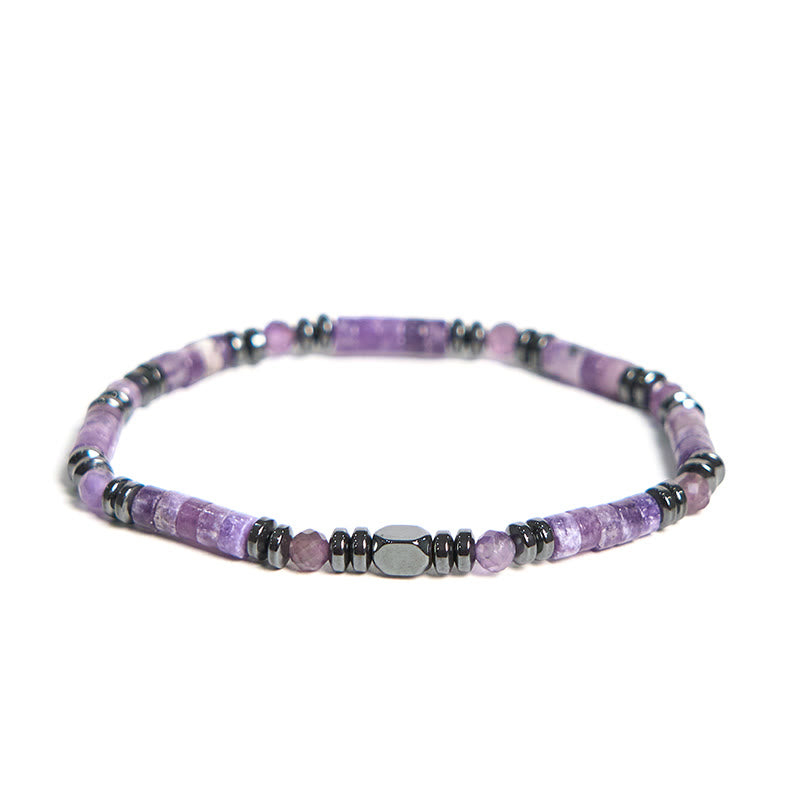 Buddha Stones Amethyst Hematite Spiritual Awareness Bracelet