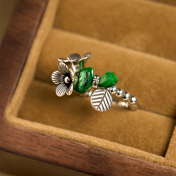 FREE Today: Luck and Balance Flower Pattern Copper Alloy Elastic Rope Ring