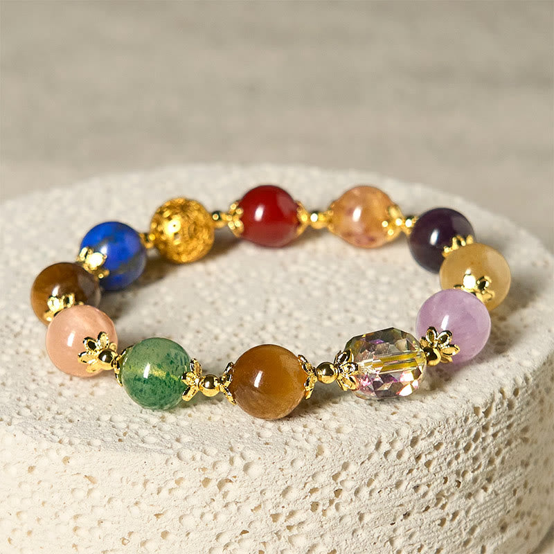 Buddha Stones Natural Dunhuang Colorful Beads Amethyst Lazurite Balance Bracelet