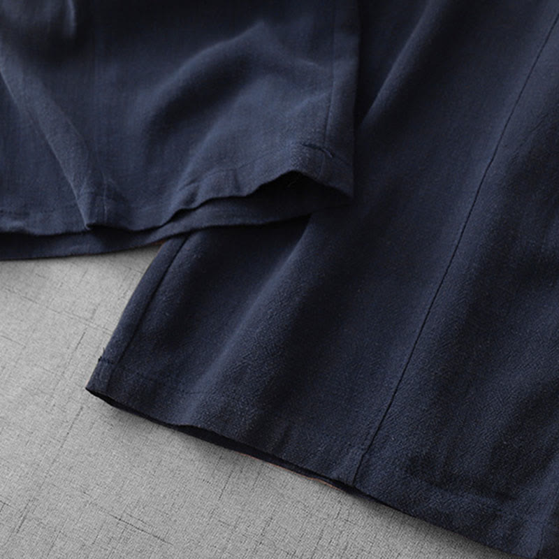 Buddha Stones Casual Pure Color Drawstring Simple Design Women's Cotton Pants With Pockets