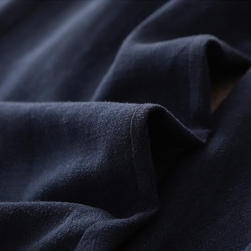 Buddha Stones Casual Pure Color Drawstring Simple Design Women's Cotton Pants With Pockets