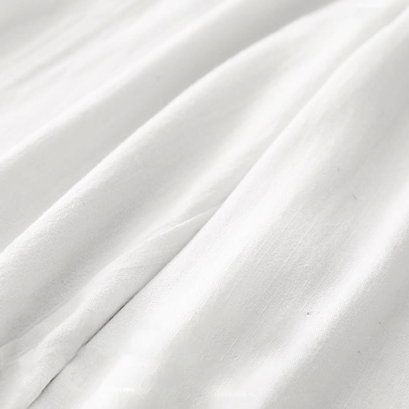 Buddha Stones Casual Pure Color Drawstring Simple Design Women's Cotton Pants With Pockets