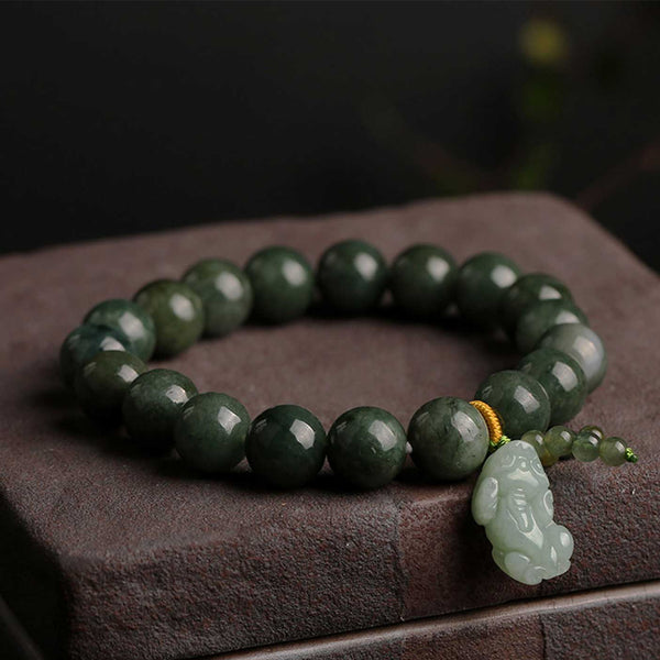 Harmonious Wealth Jade Pixiu Bracelet - Feng Shui Prosperity & Serenity