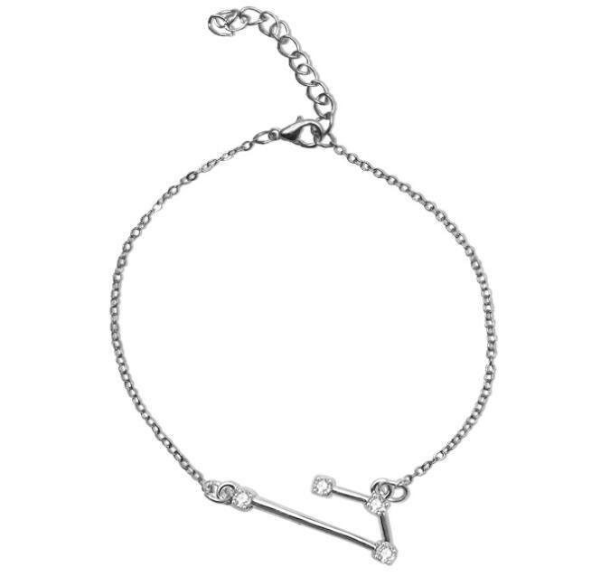 Starluxe Zodiac Crystal Charm Bracelet – 12 Constellation Edition (Gold-Tone Chain)