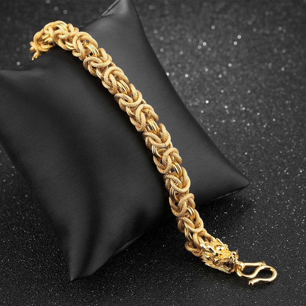 Empire Ascend Dual Dragon Bracelet – 18k Gold-Plated Success Armor