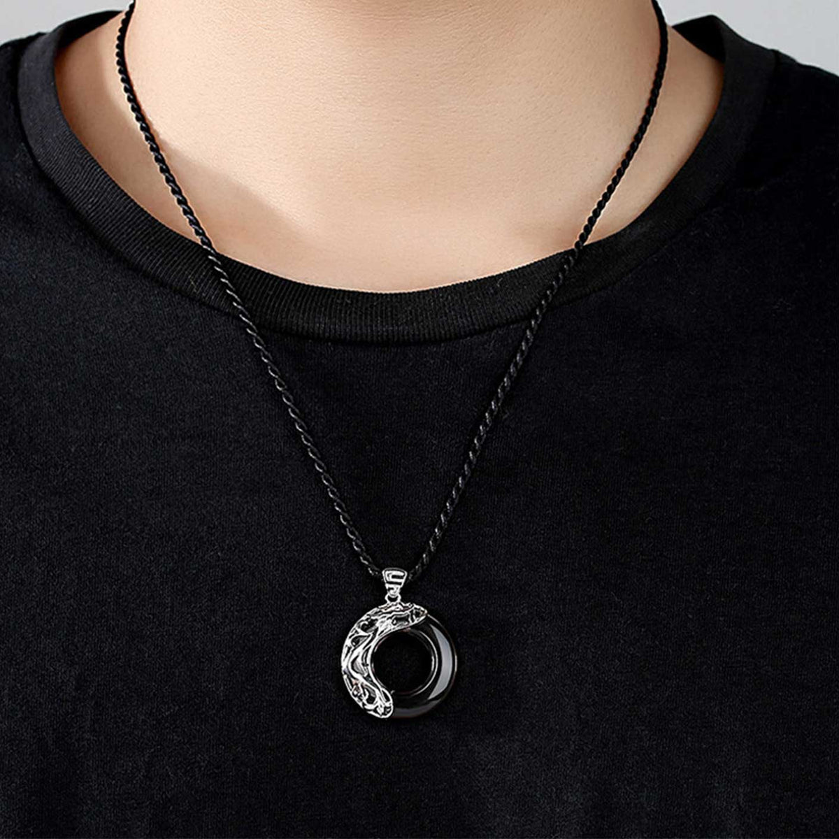 Harmony Guardians Couple Set – Obsidian Dragon & Opal Phoenix Necklaces