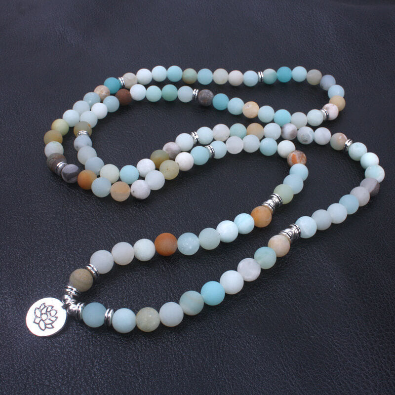 Harmony Flow Amazonite Mala Beads – 108 Tibetan Prayer Beads for Meditation & Clarity