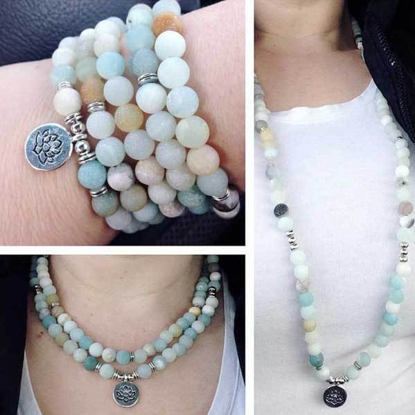 Harmony Flow Amazonite Mala Beads – 108 Tibetan Prayer Beads for Meditation & Clarity