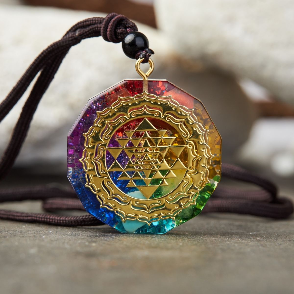 Harmonic Shield Chakra Orgonite Pendant - EMF Protection & Energy Balance