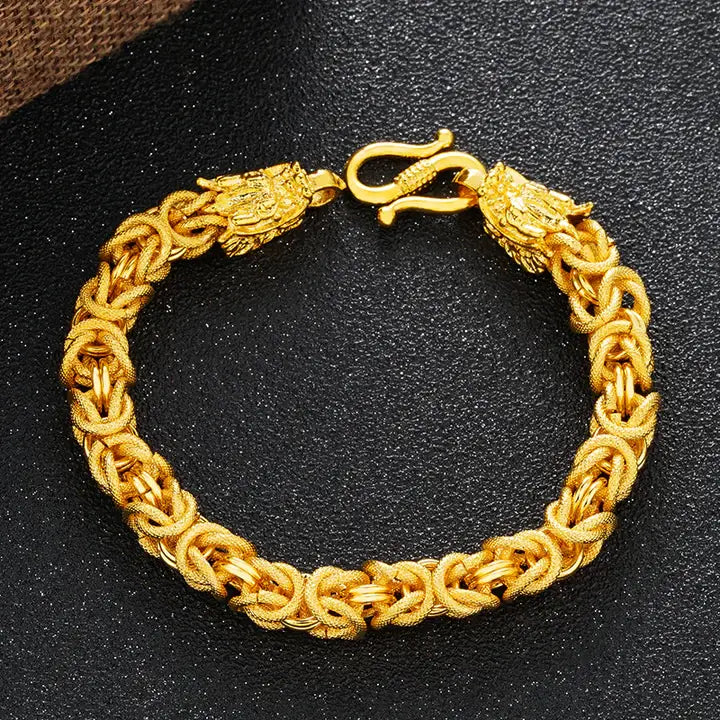 Empire Ascend Dual Dragon Bracelet – 18k Gold-Plated Success Armor