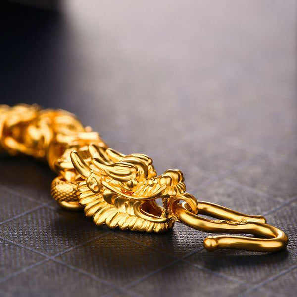 Empire Ascend Dual Dragon Bracelet – 18k Gold-Plated Success Armor