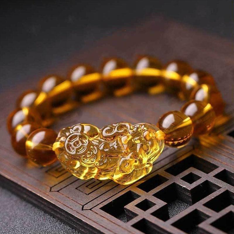 Golden Fortune Citrine Pixiu Bracelet - Wealth Magnet & Feng Shui Success