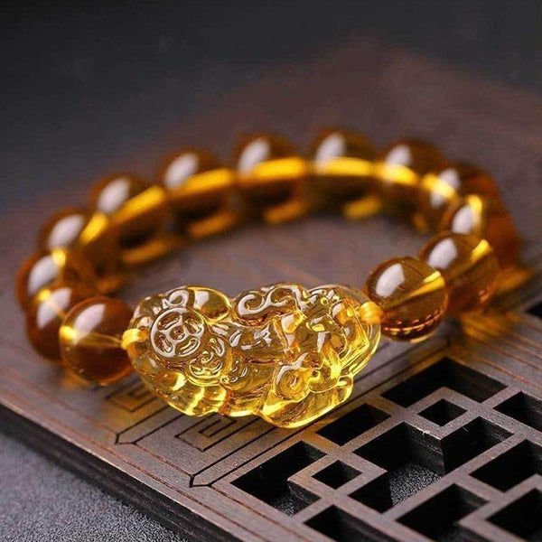Golden Fortune Citrine Pixiu Bracelet - Wealth Magnet & Feng Shui Success