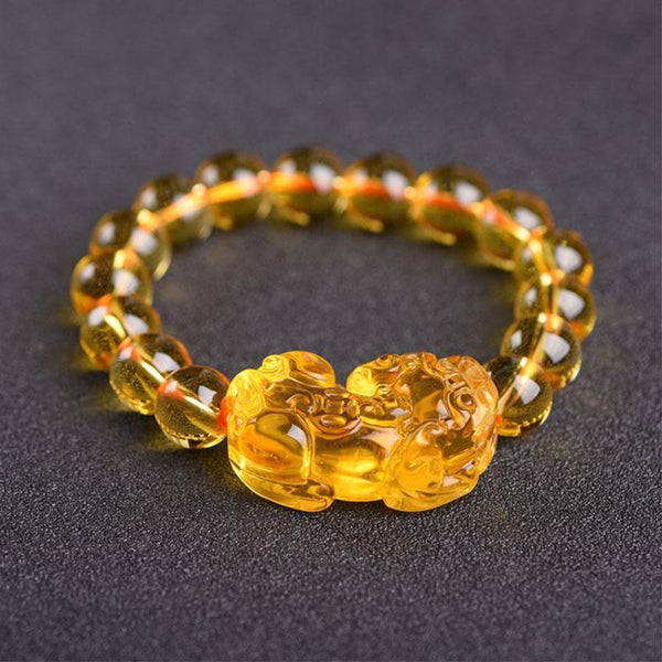 Golden Fortune Citrine Pixiu Bracelet - Wealth Magnet & Feng Shui Success