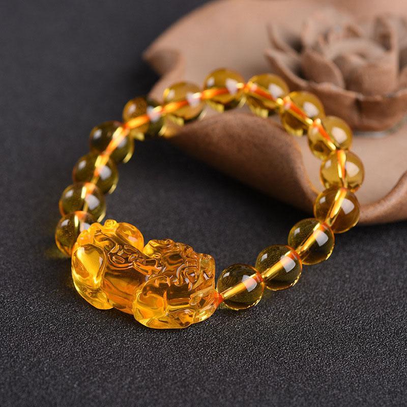 Golden Fortune Citrine Pixiu Bracelet - Wealth Magnet & Feng Shui Success