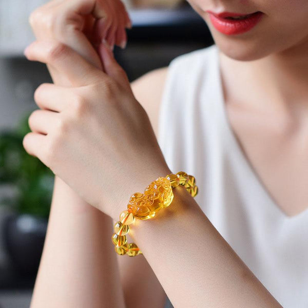 Golden Fortune Citrine Pixiu Bracelet - Wealth Magnet & Feng Shui Success