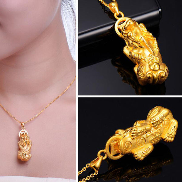Golden Fortune Pixiu Necklace – Wealth Magnet & Misfortune Shield
