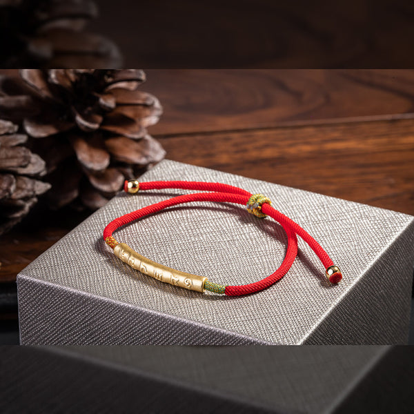 Sacred Om Tibetan Red String Bracelet – Mantra-Charged Luck & Protection